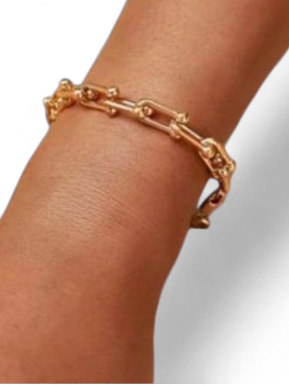 Gold Tone Chain Link Bracelet Avant Garde Minimalist Preppy Chic
